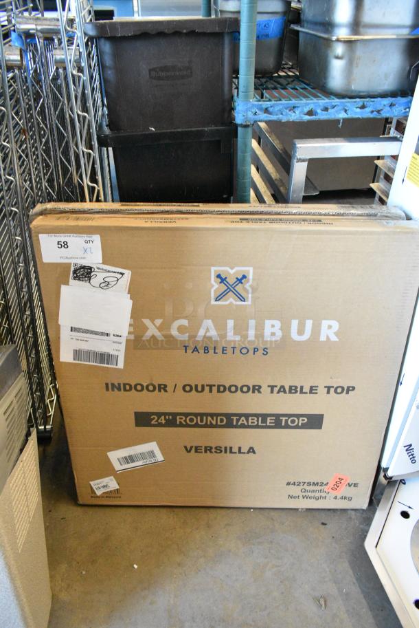 2 BRAND NEW SCRATCH AND DENT! Lancaster Table & Seating 427SM24RNDVE Excalibur 23 5/8" Round Table Top with Smooth Versilla Finish. 2 Times Your Bid! - Image 1 of 3