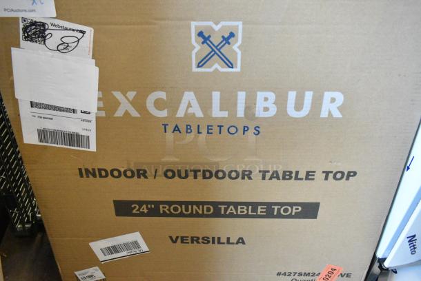 2 BRAND NEW SCRATCH AND DENT! Lancaster Table & Seating 427SM24RNDVE Excalibur 23 5/8" Round Table Top with Smooth Versilla Finish. 2 Times Your Bid! - Image 2 of 3