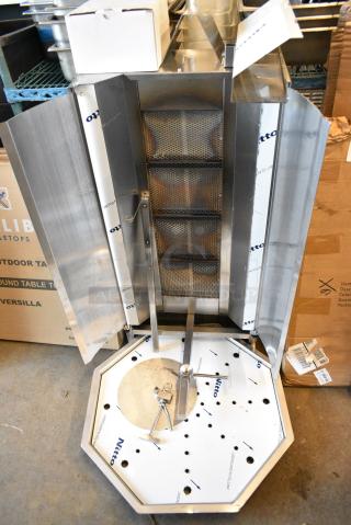 BRAND NEW SCRATCH AND DENT! 2023 Axis AX-VB4 Stainless Steel Natural Gas Doner Kebab Machine / Vertical Broiler with 4 Burners - 176 lb. Capacity