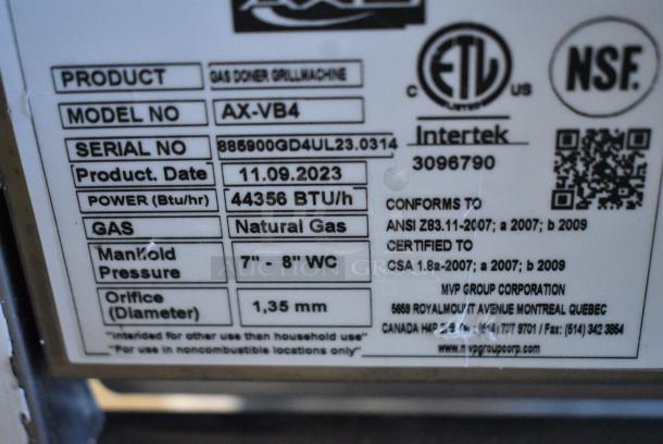 BRAND NEW SCRATCH AND DENT! 2023 Axis AX-VB4 Stainless Steel Natural Gas Doner Kebab Machine / Vertical Broiler with 4 Burners - 176 lb. Capacity - Image 5 of 6