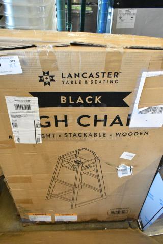 2 BRAND NEW SCRATCH AND DENT! Lancaster Table & Seating 164BWHCKDBK Bar Height Wooden High Chair with Black Finish - Unassembled. 2 Times Your Bid!