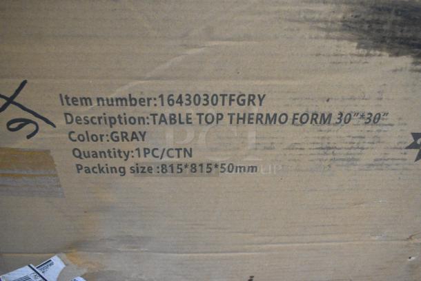 BRAND NEW SCRATCH AND DENT! Lancaster Table & Seating 1643030TFGRY 30" x 30" Square Thermo-Formed MDF Table Top with Gray Wood Finish - Image 2 of 5