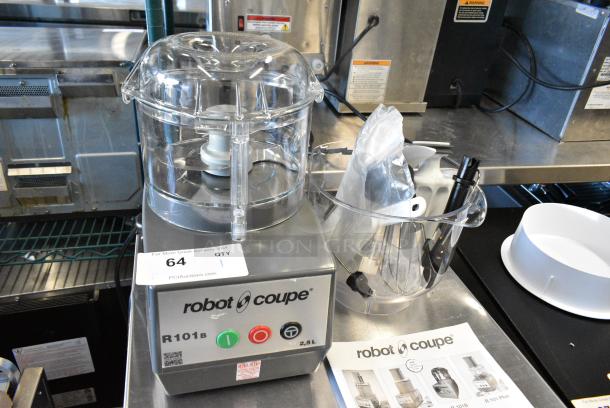 BRAND NEW SCRATCH AND DENT! Robot Coupe R 101 B 2.5 Qt. / 2.4 Liter Clear Batch Bowl Food Processor w/ S Blade and Accessories. 120 Volts, 1 Phase. Tested and Working! - Image 1 of 6