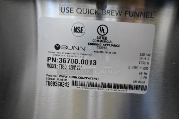 BRAND NEW SCRATCH AND DENT! 2024 Bunn TB3Q Stainless Steel Commercial Countertop 3 Gallon Iced Tea Brewer with Quickbrew. 120 Volts, 1 Phase. - Image 8 of 8