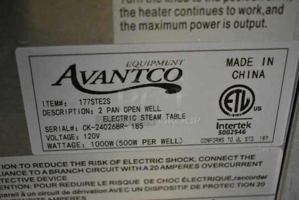 BRAND NEW SCRATCH AND DENT! 2024 Avantco 177STE2S Stainless Steel Two Pan Open Well Electric Steam Table with Undershelf. 120 Volts, 1 Phase. - Image 5 of 5