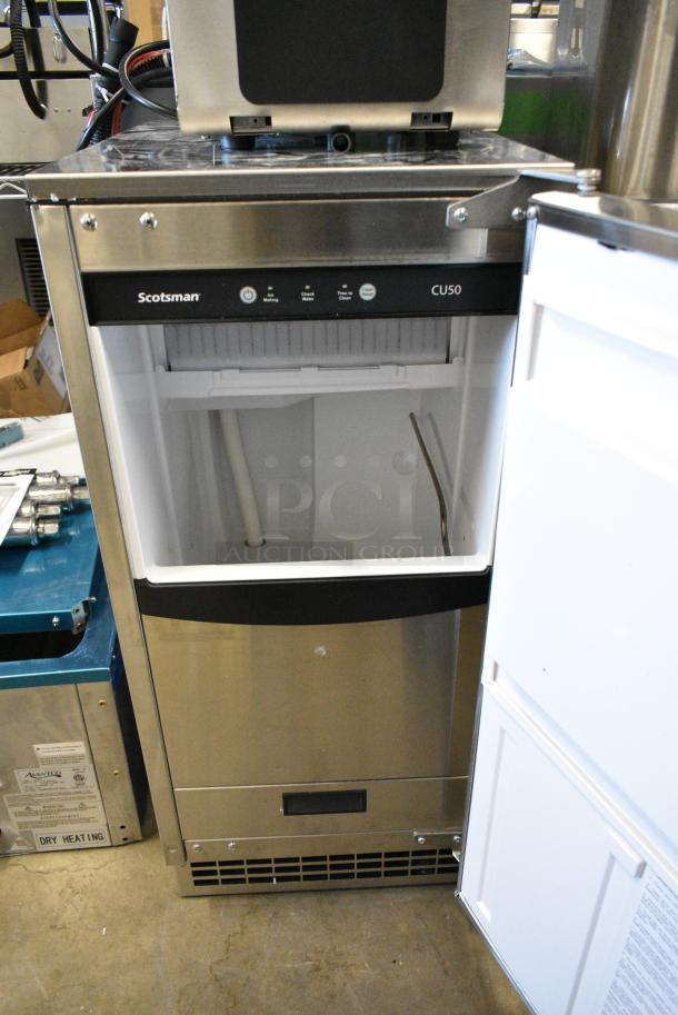 BRAND NEW SCRATCH AND DENT! 2024 Scotsman CU50GA-1C Stainless Steel Undercounter Gourmet Cube Ice Machine - 65 lb. - Image 2 of 5