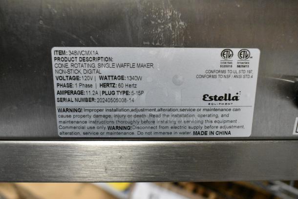 BRAND NEW SCRATCH AND DENT! 2024 Estella 348WCMX1A Stainless Steel Commercial Waffle Cone Maker. 120 Volts, 1 Phase. Tested and Does Not Power On - Image 5 of 5