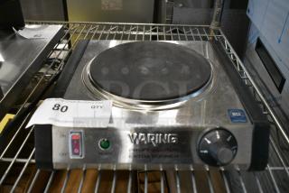 BRAND NEW SCRATCH AND DENT! Waring WEB300 Single Burner Solid Top Countertop Range. 120 Volts, 1 Phase.