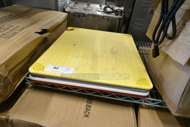 4 BRAND NEW SCRATCH AND DENT! Cutting Boards Including Yellow, Blue, White and Red. 4 Times Your Bid! - Image 1 of 3