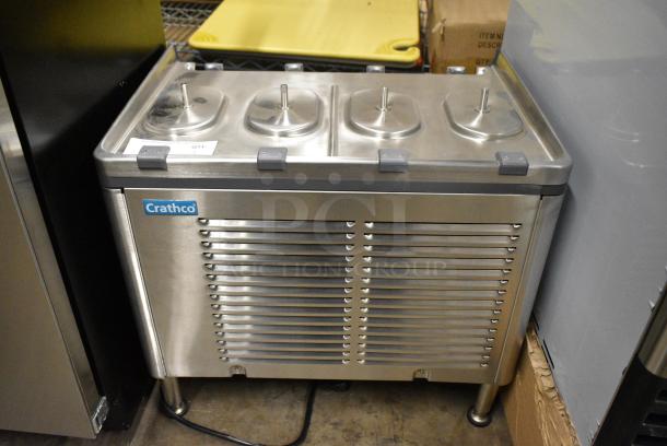 BRAND NEW SCRATCH AND DENT! Crathco CS-2D/3D/4E-16-R290 Stainless Steel Simplicity Bubbler Series Pre-Mix Cold Beverage Dispenser Base - Agitator Model. 120 Volts, 1 Phase. Tested and Does Not Power On - Image 1 of 4