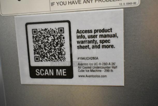 BRAND NEW SCRATCH AND DENT! Avantco 194UCH280A Stainless Steel Undercounter Half Cube Ice Machine - 299 lb. - Image 5 of 9
