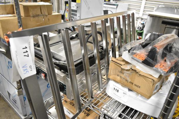 BRAND NEW SCRATCH AND DENT! Lot of 5 Items Including Grill Press, 64927786 Robot Coupe 27786 1/4" Slicing Disc, HPM024562 Moffat M024562 Relay, 714Q112 Outset® 8" Cast Iron Flat Grill Press Q112, Metal Rack - Image 1 of 7