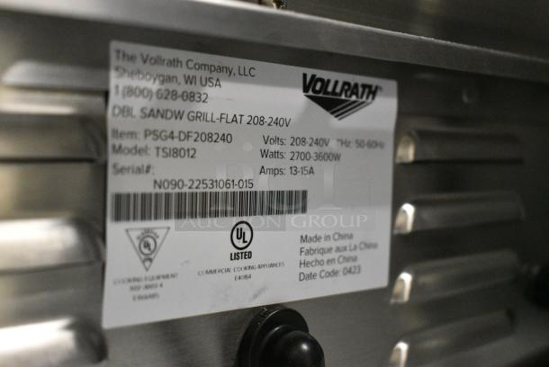 BRAND NEW SCRATCH AND DENT! Vollrath TSI8012 Stainless Steel Commercial Countertop Double Panini Press. 208-240 Volts, 1 Phase. - Image 5 of 5