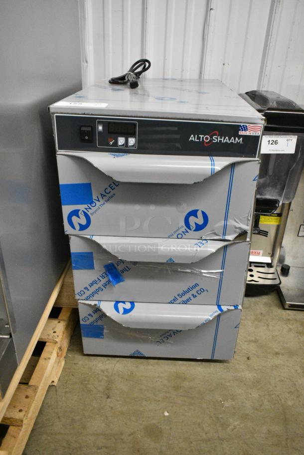 BRAND NEW SCRATCH AND DENT! 2024 Alto Shaam 500-3DN Stainless Steel Commercial 3 Drawer Warming Drawer. 120 Volts, 1 Phase. Tested and Working! - Image 1 of 5