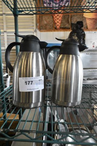2 Stainless Steel Cream Pitchers. 2 Times Your Bid!