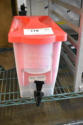 Clear and Red Poly Beverage Holder Dispenser.