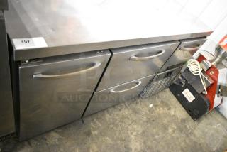 Continental RA60N Stainless Steel Commercial Undercounter Cooler w/ Door and 3 Drawers. 115 Volts, 1 Phase. Tested and Powers On But Does Not Get Cold