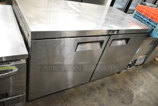 2018 Curley's Express BUF-60 Stainless Steel Commercial Undercounter 2 Door Freezer on Commercial Casters. 115 Volts, 1 Phase. Tested and Working!