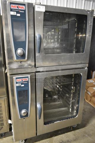 2 Rational 5 Senses Stainless Steel Commercial Combitherm Self Cooking Center Convection Ovens on Commercial Casters. Top Model: SCC WE 62. Bottom Model: SCC WE 102. 480 Volts, 3 Phase. 2 Times Your Bid!
