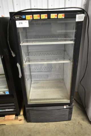 QBD CD10H Metal Commercial Single Door Reach In Cooler Merchandiser w/ Poly Coated Racks. 115 Volts, 1 Phase. Tested and Powers On But Does Not Get Cold