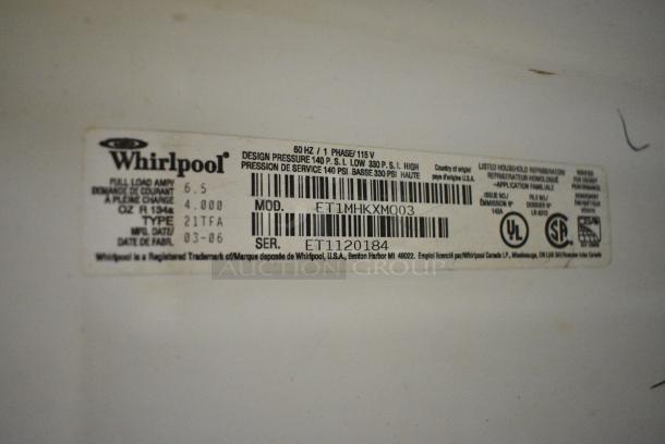 Whirlpool ET1MHKXMQ03 Metal Cooler w/ Freezer. 115 Volts, 1 Phase. Tested and Working! - Image 10 of 10