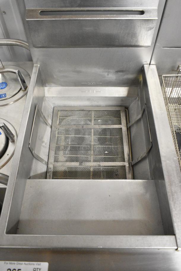 Vulcan 2VK45AF-1 Stainless Steel Commercial Floor Style Deep Fat Fryer w/ Dumping Station and 2 Metal Fry Baskets on Commercial Casters. 140,000 BTU. - Image 4 of 6