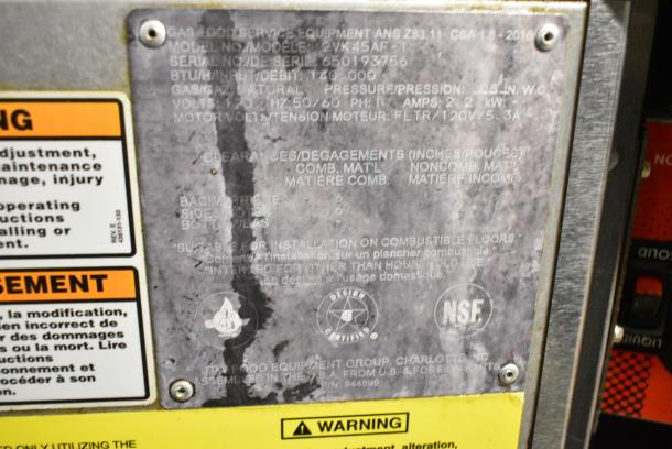 Vulcan 2VK45AF-1 Stainless Steel Commercial Floor Style Deep Fat Fryer w/ Dumping Station and 2 Metal Fry Baskets on Commercial Casters. 140,000 BTU. - Image 6 of 6