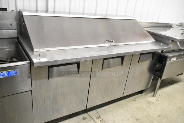True TSSU-72-30M-B Stainless Steel Commercial Sandwich Salad Prep Table Bain Marie Mega Top on Commercial Casters. 115 Volts, 1 Phase. Tested and Powers On But Does Not Get Cold - Image 1 of 9
