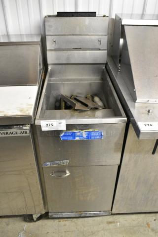 Sir Lawrence 40C Stainless Steel Commercial Floor Style Natural Gas Powered Deep Fat Fryer. 105,000 BTU.