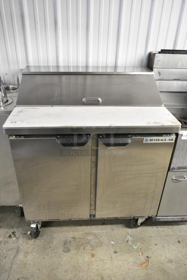 Beverage Air SPE36HC-10 Stainless Steel Commercial Sandwich Salad Prep Table Bain Marie Mega Top on Commercial Casters. 115 Volts, 1 Phase. Tested and Working! - Image 1 of 7
