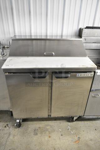 Beverage Air SPE36HC-10 Stainless Steel Commercial Sandwich Salad Prep Table Bain Marie Mega Top on Commercial Casters. 115 Volts, 1 Phase. Tested and Working!