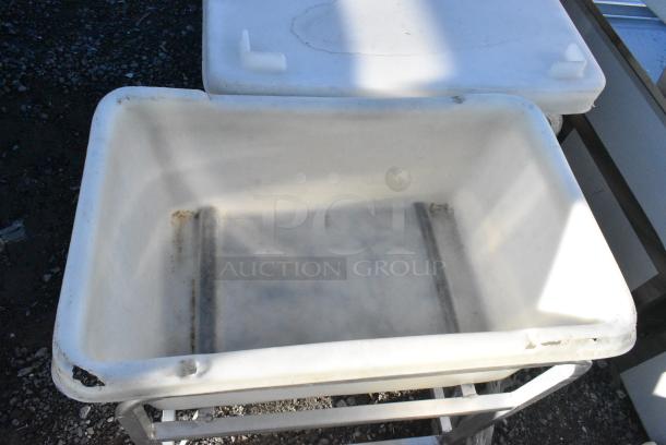 White Poly Ingredient Bin w/ Metal Commercial Cart on Commercial Casters. - Image 2 of 3