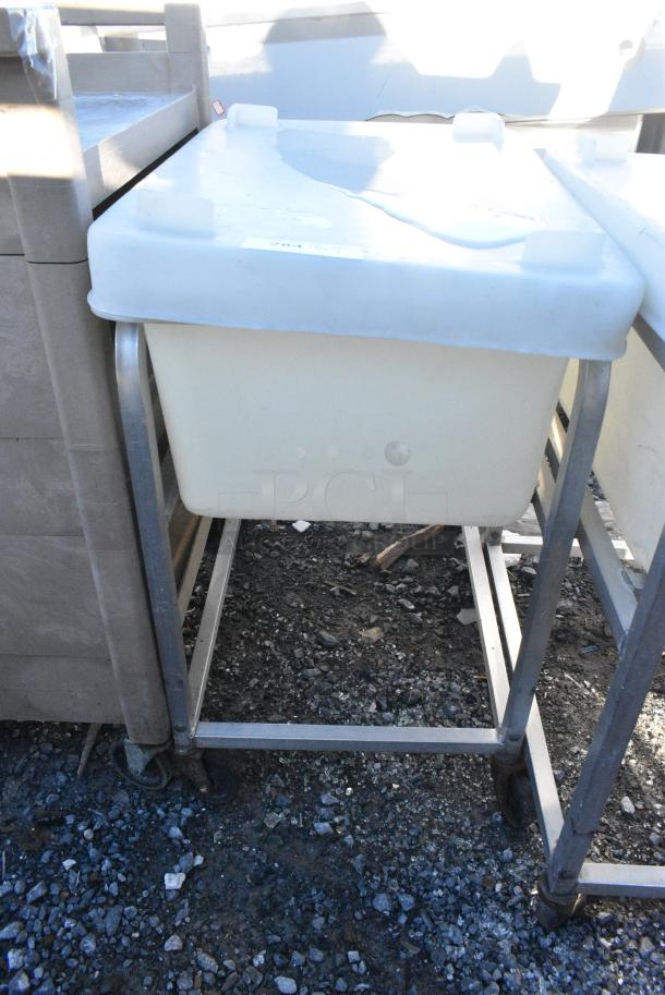 White Poly Ingredient Bin w/ Metal Commercial Cart on Commercial Casters. - Image 1 of 3