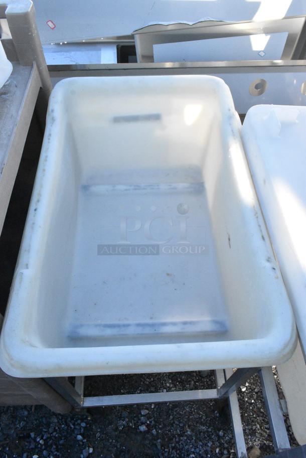 White Poly Ingredient Bin w/ Metal Commercial Cart on Commercial Casters. - Image 2 of 3