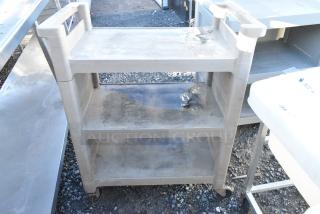 Tan Poly 3 Tier Cart on Commercial Casters.