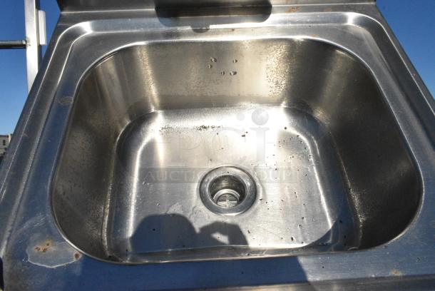 Stainless Steel Single Bay Wall Mount Sink w/ Faucet and Handles. - Image 2 of 4
