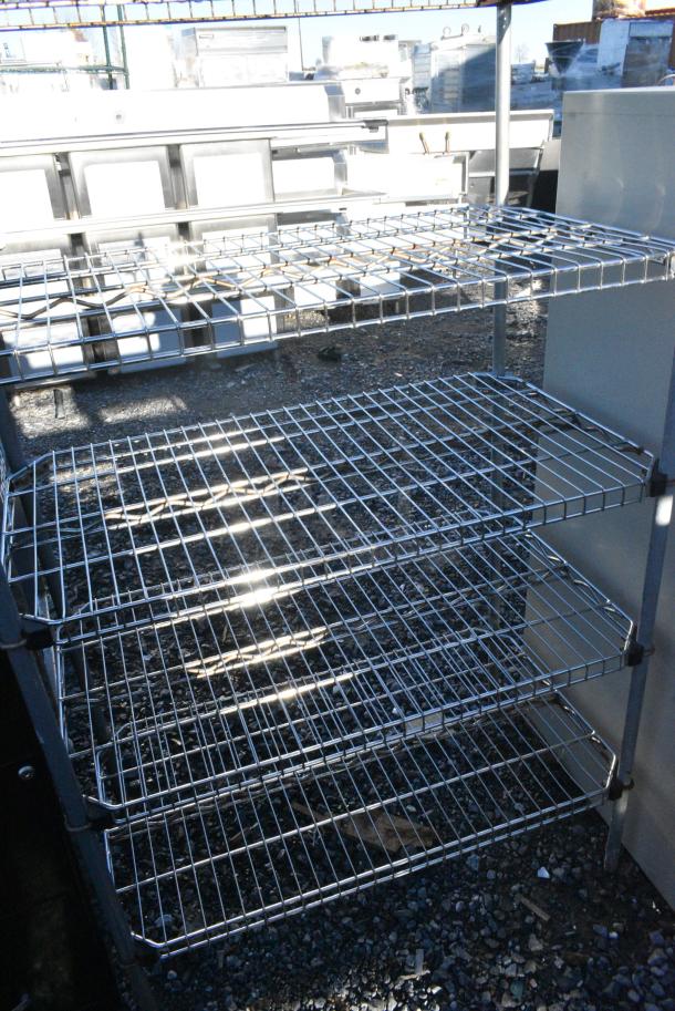 Chrome Finish 5 Tier Wire Shelving Unit. BUYER MUST DISMANTLE. PCI CANNOT DISMANTLE FOR SHIPPING. PLEASE CONSIDER FREIGHT CHARGES. - Image 2 of 4
