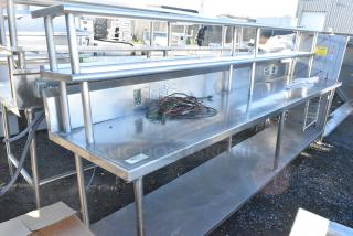 Stainless Steel Commercial Table w/ 2 Tier over Shelf and Under Shelf.