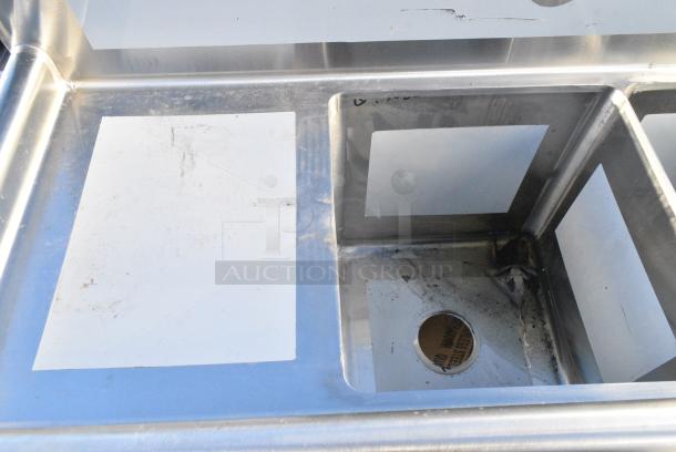 BRAND NEW SCRATCH AND DENT! Regency 600S3141414C Stainless Steel L Shaped 3 Bay Sink w/ Dual Drain Boards. No Legs. Bays 14x14x14. Drain Boards 12x15 - Image 2 of 5