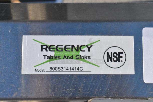 BRAND NEW SCRATCH AND DENT! Regency 600S3141414C Stainless Steel L Shaped 3 Bay Sink w/ Dual Drain Boards. No Legs. Bays 14x14x14. Drain Boards 12x15 - Image 5 of 5