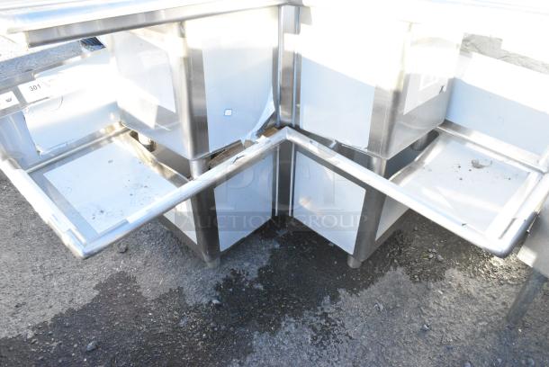 BRAND NEW SCRATCH AND DENT! Regency 600S3141414C Stainless Steel L Shaped 3 Bay Sink w/ Dual Drain Boards. No Legs. Bays 14x14x14. Drain Boards 12x15 - Image 2 of 5