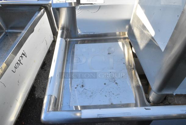 BRAND NEW SCRATCH AND DENT! Regency 600S3141414C Stainless Steel L Shaped 3 Bay Sink w/ Dual Drain Boards. No Legs. Bays 14x14x14. Drain Boards 12x15 - Image 3 of 5