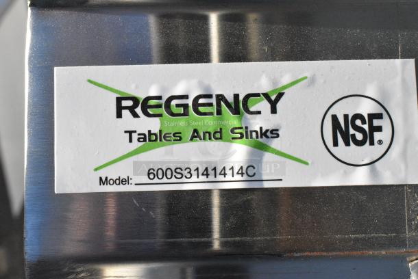 BRAND NEW SCRATCH AND DENT! Regency 600S3141414C Stainless Steel L Shaped 3 Bay Sink w/ Dual Drain Boards. No Legs. Bays 14x14x14. Drain Boards 12x15 - Image 5 of 5