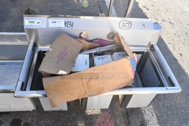 BRAND NEW SCRATCH AND DENT! Regency 600S31014 Stainless Steel 3 Bay Sink w/ Drains. Bay 14x12 - Image 1 of 11