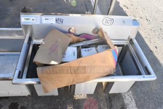 BRAND NEW SCRATCH AND DENT! Regency 600S31014 Stainless Steel 3 Bay Sink w/ Drains. Bay 14x12