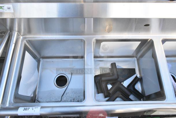 BRAND NEW SCRATCH AND DENT! Regency 600S3151515R Stainless Steel 3 Bay Sink w/ Right Side Drain Board. No Legs. Bays 15x15x12. Drain Boards 12x15 - Image 2 of 4
