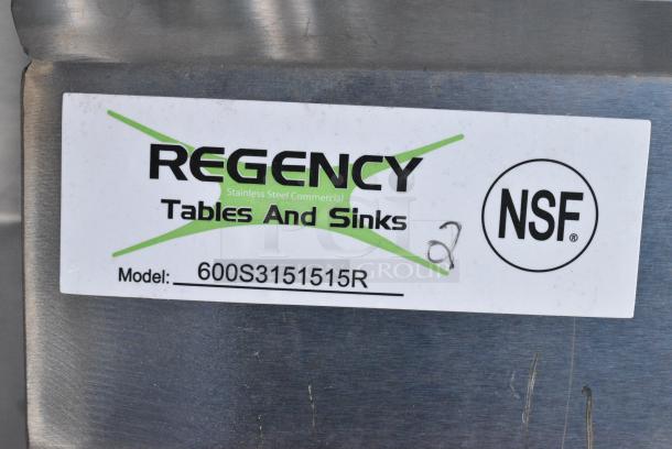 BRAND NEW SCRATCH AND DENT! Regency 600S3151515R Stainless Steel 3 Bay Sink w/ Right Side Drain Board. No Legs. Bays 15x15x12. Drain Boards 12x15 - Image 4 of 4