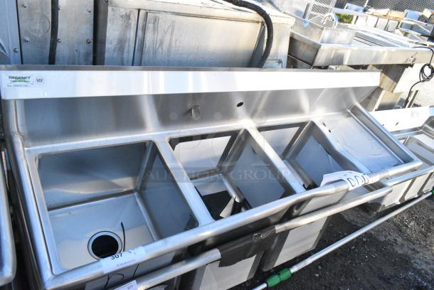 BRAND NEW SCRATCH AND DENT! Regency 600S3151515R Stainless Steel 3 Bay Sink w/ Right Side Drain Board. No Legs. Bays 15x15x12. Drain Boards 12x15 - Image 1 of 3