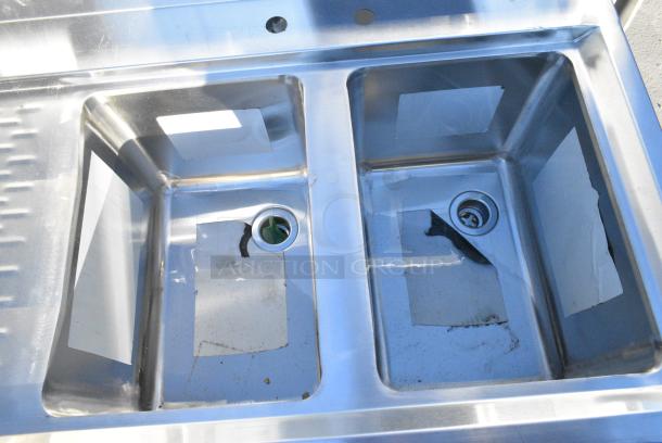 BRAND NEW SCRATCH AND DENT! Regency 600B22136L9 Stainless Steel 2 Bay Back Bar Sink w/ Left Side Drain Board. - Image 2 of 4