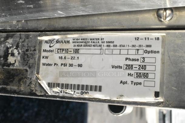 2018 Alto Shaam CTP10-10E Stainless Steel Commercial Electric Powered Combi Convection Oven on Stand. 208-240 Volts, 3 Phase . - Image 3 of 6